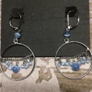 Cookie Lee Blue Cats Eye Beads Earrings NEW